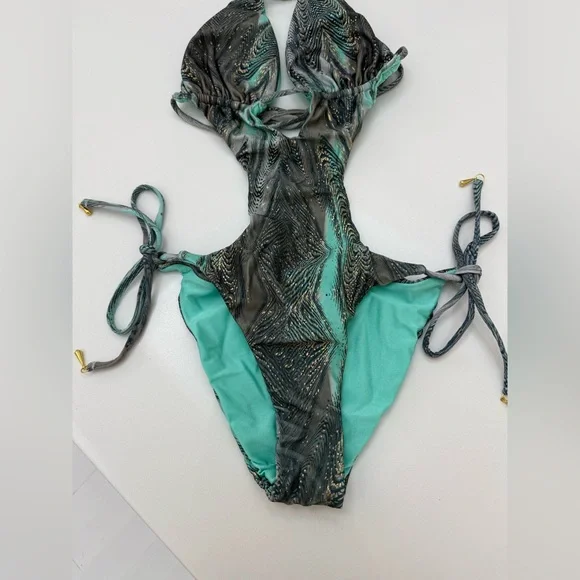 Bellissima Swimwear Monte Carlo Aqua and Black Monokini - Picture 4 of 12